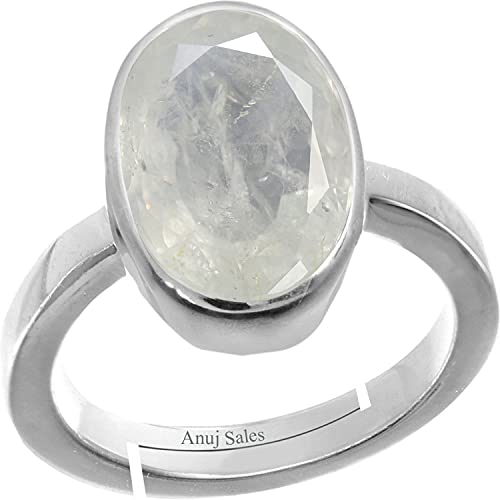 Anuj Sales Ashtadhatu Adjaistaible Bague en argent non chauffé Saphir blanc naturel Pukhraj 7 carats Qualité AA++ Taille libre Pierre précieuse en vrac Pierre précieuse en vrac Saphir blanc, free