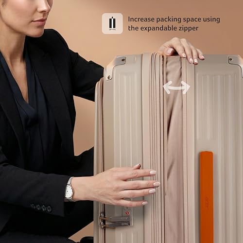 Image of Acer Brisbane Suitcase, 24 inch Check-in, with 360 Degree Spin 8 Wheels, Double TSA Lock, Dual Opening (Top and Mid), Expandable, Recycled Polyseter Material, Moreton Sand