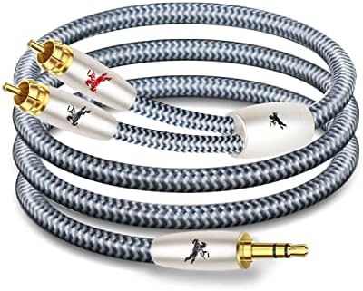 Impeto RCA to 3.5mm Cable 5ft/1.5m Aux to RCA Headphone Male to Male Jack Adapter Cotton Braided 1/8 to RCA Audio Y Cord Subwoofer Cable