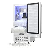 Coolski Commercial Under Counter Nugget Ice Maker Machine, 80Lbs/24H Pebble Pellet Ice Machine with Dual Storage Baskets, Sonic Ice Maker Built-in or Freestanding for Home Bar Office