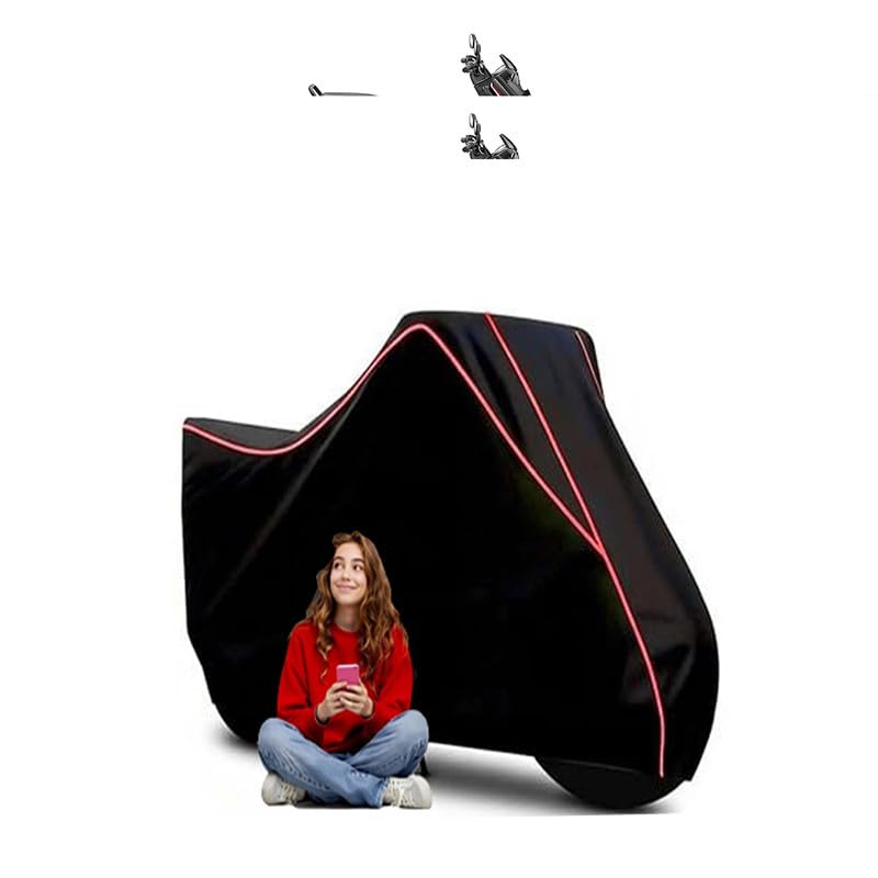 Image of Cliq Scooty Bike Cover Water Resistant Outdoor Use Universal Fit Scooters Motorcycles Heavy Duty UV Protection Dust Rain Scratch Resistant Elastic Bottom Black Blue Piping