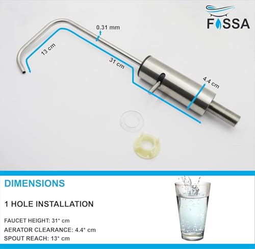 Image of Fossa RO Tap Stainless Steel Water Filter Faucet for Kitchen Sink | Lead-Free, Rust-Resistant, 360 Swivel, Single Lever, Ceramic Cartridge - Silver (Matte Finish)