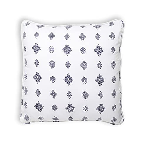 Image of Swayam Set of 2 Ethnic Motifs Cotton White Cushion Cover | 12 x 12 Inch | Soft Breathable Fabric with Hidden Zipper | Decorative & Stylish Cushion Covers for Sofa, Living Room, Bedroom & Couch