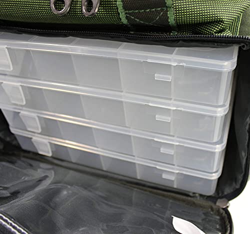 QMBasic ANGELTASCHE inkl. 4 Tackle- Boxen | Angelkoffer für Zubehör Wasser-Abweisend gepolsterte Schultergurte – Bild 8
