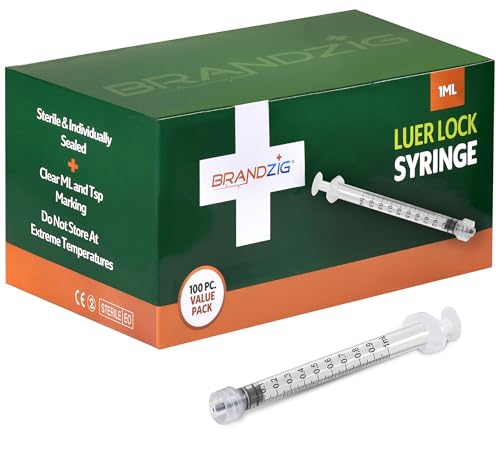 Image of 1ml luer lock syringe (No Needle) - Sterile, Individually Wrapped - 100 Pack - for Professional & Personal Use