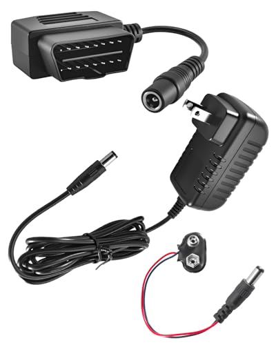OBD II Connector Battery Memory Saver for All Vehicles Equipped with 16 Pin OBD II Adapter 9V Battery Powered