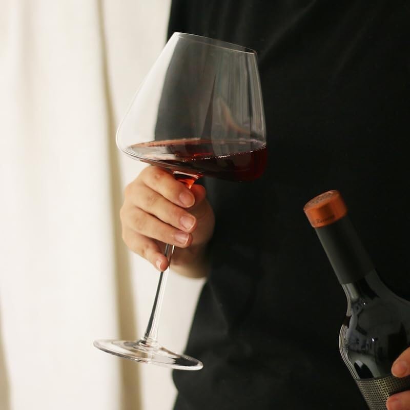 Set mit 2 gerippten Weingläsern, 720 ml, klares Glas mit langem Stiel for Rot- und Weißwein, spülmaschinenfest