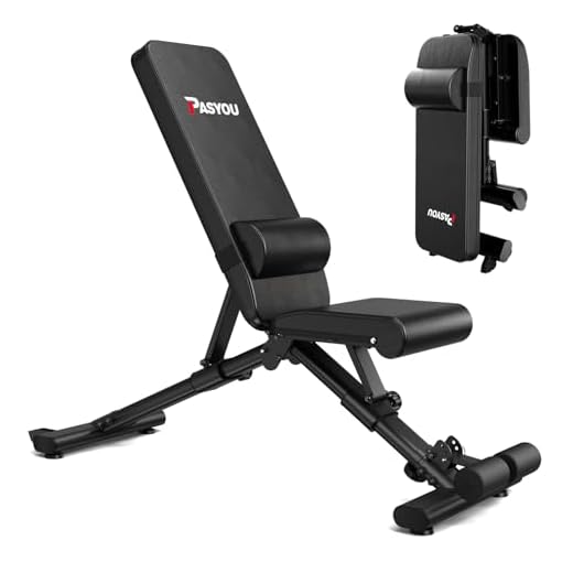 PASYOU Banco de Pesas Ajustable con 90 Grados, Banco de Musculación Plegable, Declinable/Inclinable, Entrenamiento Abdominales Capacidad de Peso de 400KG