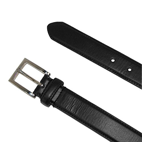 CTM Men's Big & Tall Leather Dress Belt with Silver Buckle (Pack of 2)4