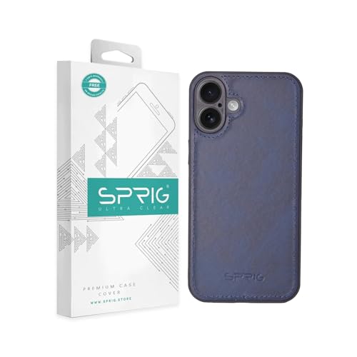 Image of SPRIG Compatible with iPhone 16 Premium PrimeMatte (Matte Leather TPU) Back Cover Drop Tested Shock Proof Mobile Case for Men, Women, Boys and Girls with Camera Protection (Blue)