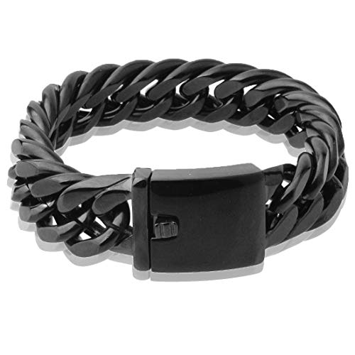 Collar grueso negro para hombre de acero inoxidable 20 pulgadas miniatura 1