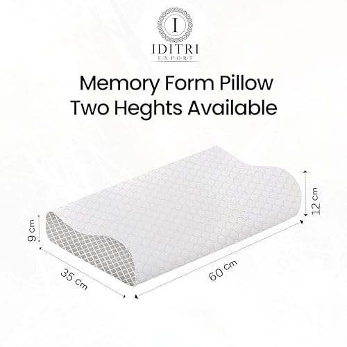 Image of Ergonomic Memory Foam Pillow Set of 2, 9 cm and 12 cm Adjustable Heights, Cervical Contour for Shoulder Pain Relief, Breathable Grey Jacquard Cover, 60 x 35 cm