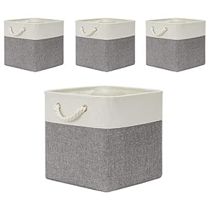 Temary Fabric Baskets 13 Inch Cube Storage Baskets with Rope Handle, Storage Cube Bins Clothes Basket for Gift, Large...