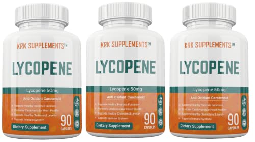 KRK SUPPLEMENTS Lycopene 50mg - 270 High Potency Capsules for Antioxidant Support, Prostate and Heart Health