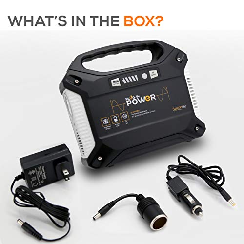 SereneLife Portable Generator, 155Wh Power Station, Quiet Gas Free Power Inverter, CPAP Battery Pack, Charged by Solar Panel/Wall Outlet/Car with 110V AC Outlet,3 DC 12V,3 USB Port