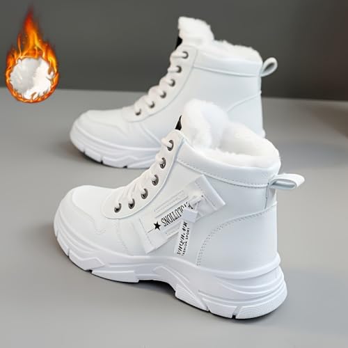 Women's Side Zipper Winter Thermal Snow Boots With Fleece Lining, Height Increased Thick-soled Platform Comfortable Lace-up Mid-tube Boots3