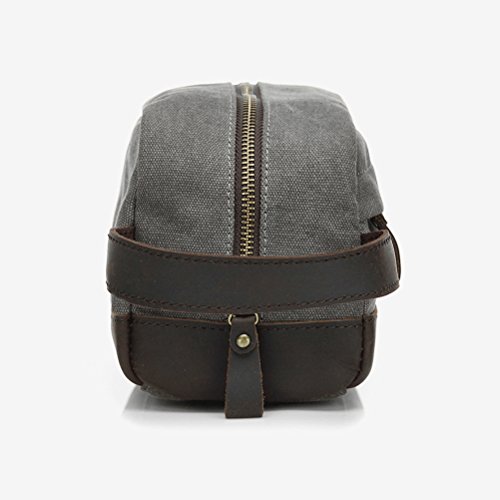 FRCOLOR Bolsa masculina de couro vintage de lona para viagem Bolsa de higiene pessoal kit de barbear