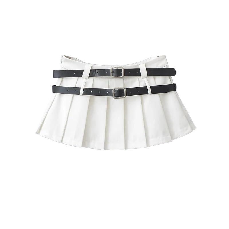 Gonne Corte da Donna - Minigonna A Trapezio A Vita Alta Casual Estiva Moda Tinta Unita Pieghettata Temperamento Irregolare Tutto-Fiammifero Streetwear
