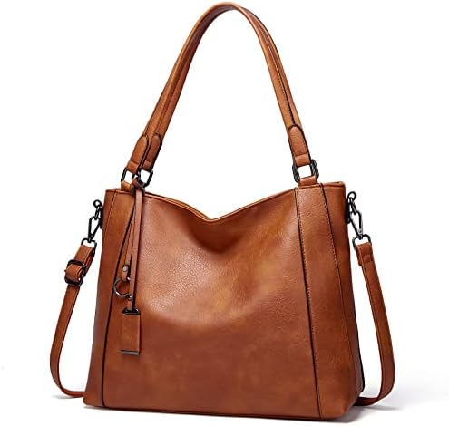 Realer Damen Shopper Tasche Lederoptik - Große Umhängetasche Braun