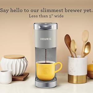 Keurig K-Mini Plus Single Serve K-Cup Pod Coffee Maker, with 6 to 12oz Brew Size, Stores up to 9 K-Cup Pods, Travel Mug Friendly, Studio Gray Keurig K Mini Plus Single Serve K Cup Pod Coffee Maker with 6 to 12oz Brew Size Stores up to 9 K Cup Pods Travel Mug Friendly Studio Gray