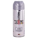 Color metalizado plata Pinty Plus Evolution, Esmalte acrílico, Plateado (Metallic Silver), 400 ml