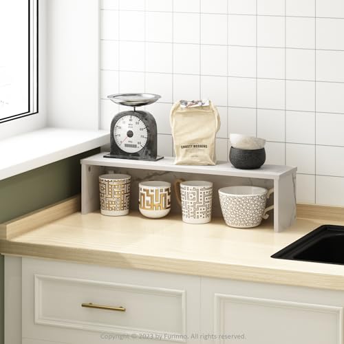 Image of Furinno Helena Kitchen Counter Stackable Organizer Shelf, Set of 1, 23-Inch, Marble White