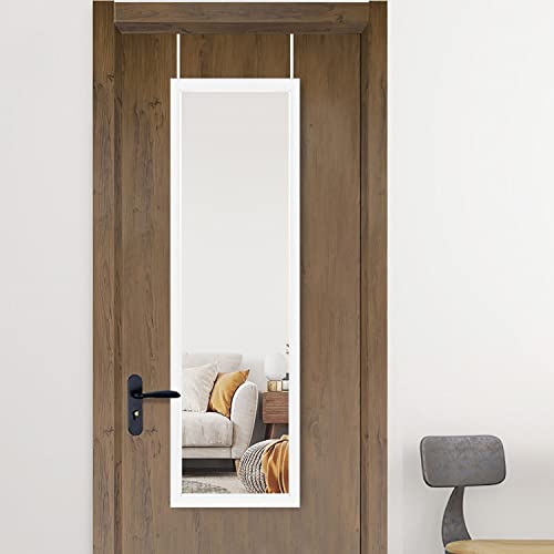 Image of NeuType Over The Door Mirror, 51'x16', Full Length, Shatterproof, White