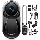 Thumb Action Camera 1080P, 512G Mini Body Camera with Magnetic & 360° Clip, Tiny Portable Vlogging Sports Cam Mount Anywhere, Hands-Free Video Recorder for Motorcycle/Travel/Bike(SD Card Not Included)