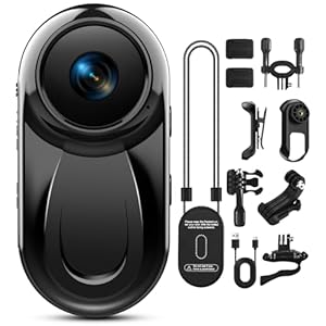 Thumb Action Camera 1080P, 512G Mini Body Camera with Magnetic & 360° Clip, Tiny Portable Vlogging Sports Cam Mount Anywhere, Hands-Free Video Recorder for Motorcycle/Travel/Bike(SD Card Not Included)
