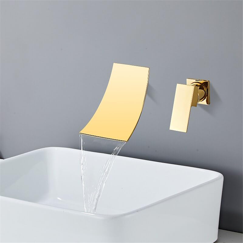 Robinet de salle de bain en or brossé haut de gamme et mitigeur chic