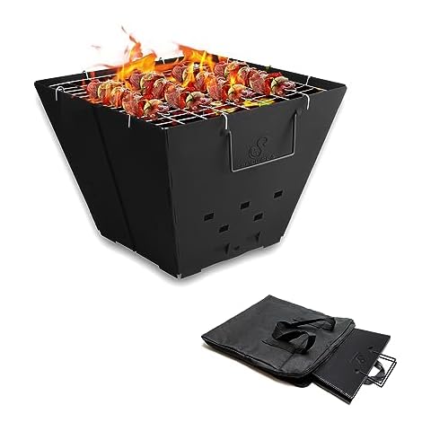 Snowpea Portable Collapsible Fire Pit with Grill Cover