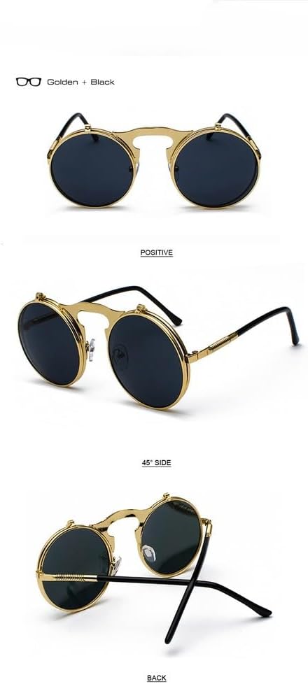 Folding Steampunk Sunglasses Women Retro Men Spring Temples Round Clear Red Punk Glasses UV400