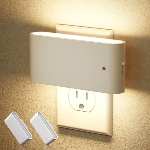 Image of JandCase LED Night Lights Plug into Wall, Night Light with Dusk to Dawn Light Sensor, Dimmable Night Light Plug in [2 Pack], 3000K Soft White Nightlight for Bedroom Hallway Kids Room Kitchen