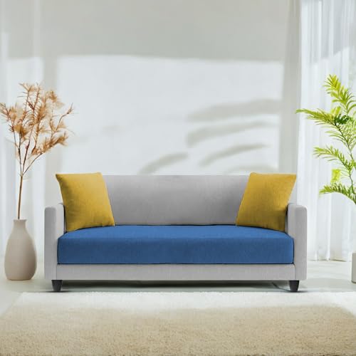 Image of Casaliving Dominic 2 Seater Sofa Set for Living Room (Blue Grey Fabric) Premium Fabric Sofa