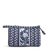 Vera Bradley Women's Cotton Mini Trapeze Cosmetic Makeup Organizer Bag, Perennial Buds, One Size
