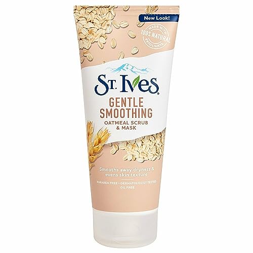 ST IVES Nourished & Smooth Oatmeal Scrub + Mask 170g-Walnut Shell Powder Gently Buffs Away Dull Skin When Used as a face Scrub