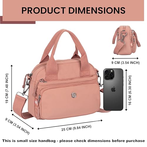Image of TS WITH TECHSUN Small Women Crossbody Sling Bag Handbag for Travel Office Use, Water Resistant Nylon Shoulder Purse, Adjustable Strap Multipocket Organizer (25(L) X 19(H) X 9(W) CM)