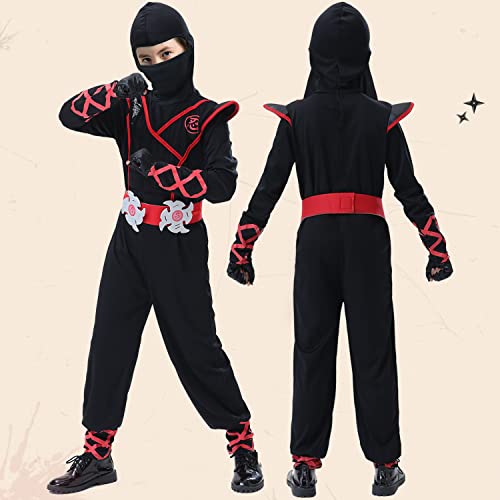 Jsdrsk Ninja Costume Deluxe Black Kids Ninja Costume With Plastic Accessories Halloween Cosplay Ninja Outfit For Boys Girls #TOP2