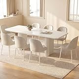 Guyii 200.6CM White Dining Table Set, Modern Rectangular Kitchen Table with 8 Chairs, Indoor Dining Table for Kitchen, Bar, Living Room, Small Space, Easy Assembly