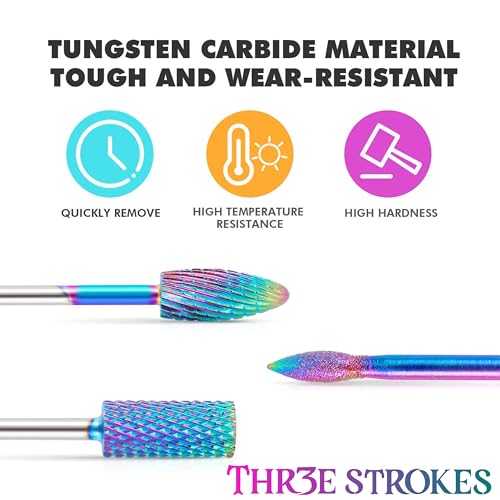 THR3E STROKES 10Pcs Diamond Nail Drill Bits Set, 3/32” Inch Nail Drill Bits for Acrylic Gel Nails, Professional Cuticle Nail Bits Kit, Manicure Pedicure Remover Tools for Nail... - Image 3