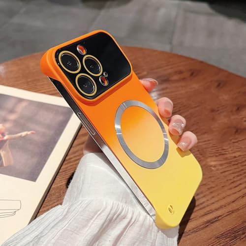 Protection rigide mat pour iPhone 13 14 Pro Max de luxe jaune orange