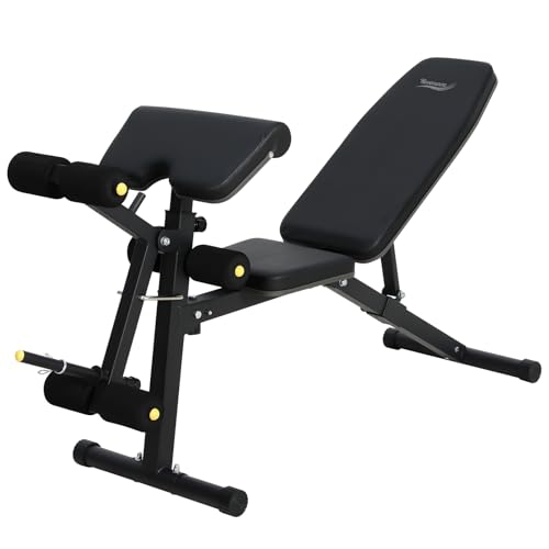 NOVONOVA Banco Musculación Multifuncional con Respaldo Reclinable de 6 Posiciones Pesas con cojín