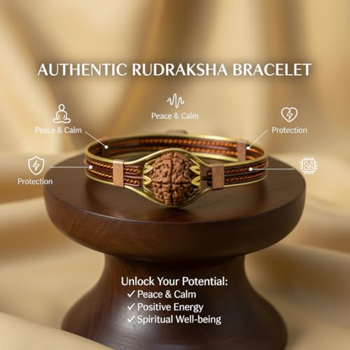 Image of Arihant Gems & Jewels Original 7 Mukhi Nepali Rudraksha Metal Bracelet for Men & Women | Lucky Wealth & Prosperity | Adjustable Spiritual Bracelet.
