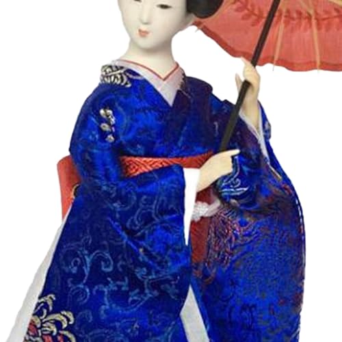 IEUDNS 12inch Japanese Geisha Ethnic Japanese Geisha Dolls Oriental Ancient Kabuki Girl Statue Kimono Dolls for Tabletop Home Decor, Dark Blue - Thumbnail 5