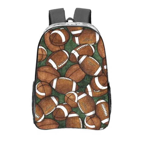 Sac à dos transparent football vert grand format léger pour école et étudiants
