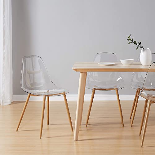 Canglong Acrylic Ghost Crystal Clear Seat,Modern Plastic Shell Accent Side Chairs For Kitchen, Dining, Living, Guest, Bed Room, Set Of 4, Transparent 4 #TOP1