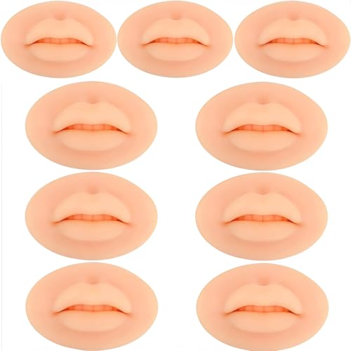 Image of Tattoo Fake Lips 9 Pieces 5D Fake Lips, Silicone Lips for Makeup Practice, Soft Tattoo Practice Lips Model for Semi Permanent Make Up Supplies