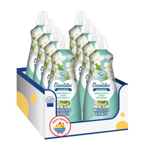 Ammorbidente Super Profumante per il Bucato Essenza Muschio Bianco – 50 Lavaggi – 1250 ml kit con Spugna Brandizzata SPESA & RISPARMIO Inclusa – Variazioni 4/8/12 Pezzi (8)
