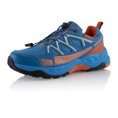 Fusskleidung® Damen Herren Wanderschuhe wasserdichte Trail Running Trekkingschuhe Blau Orange Grau EU 42
