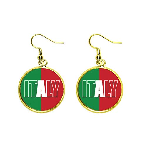 Bandera de Italia pendientes colgantes dorados de mujer tipo gota joyería fina